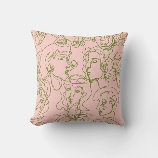 Contemporary abstract female faces. Minimalistic e Cushion (Front)