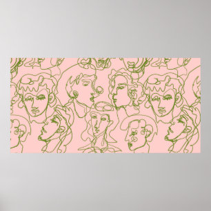 Contemporary abstract female faces. Minimalistic e Poster