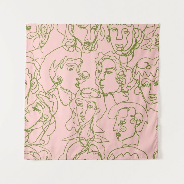 Contemporary abstract female faces. Minimalistic e Tapestry (Front)