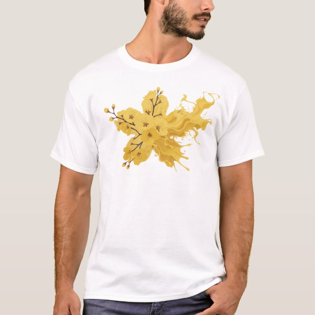 Contemporary ABSTRACT FLOWER Statement Design T-Shirt (Front)