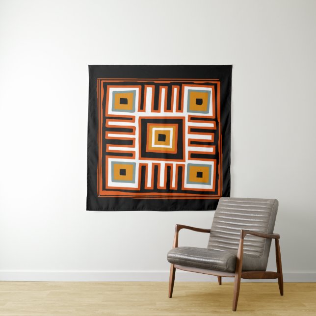 Contemporary Abstract Geometric African pattern Tapestry (In Situ)
