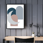 Contemporary Abstract Geometric Shapes Modern  Poster<br><div class="desc">A minimalist,  modern abstract art poster with shapes in light blue,  dark blue and beige brown. The perfect home decor addition. Like this print? There are three other complimentary ones also available from my store!</div>