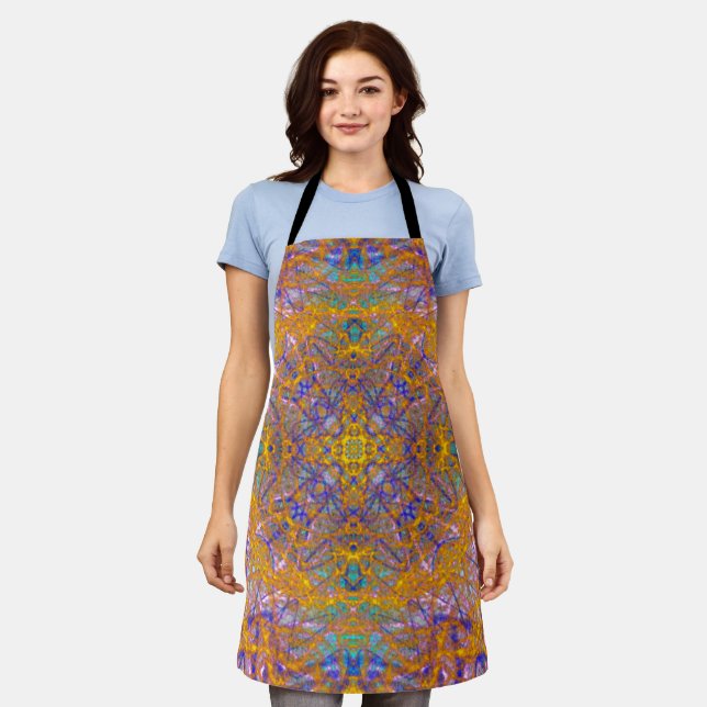 Contemporary  Abstract Gold/Blue/Yellow Apron (Worn)