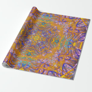 Contemporary Abstract Gold/Blue/Yellow Wrapping Paper