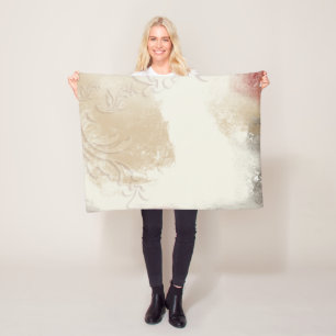 Contemporary Abstract Gold Red Grey Art Fleece Blanket