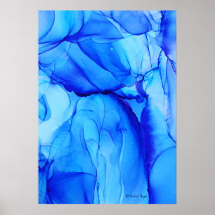 Contemporary Abstract Indigo Blue Alcohol Ink Art Poster