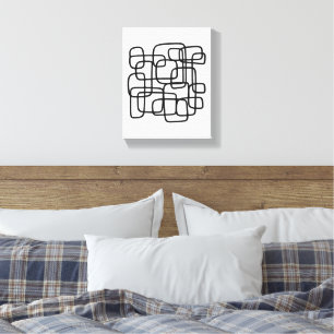 Contemporary Abstract Line Art Black And White  Canvas Print