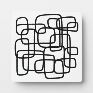 Contemporary Abstract Line Art Black And White Plaque