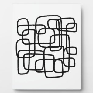 Contemporary Abstract Line Art Black And White Plaque