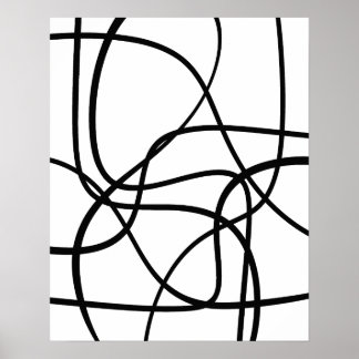 Contemporary Abstract Line Art Black And White  Poster