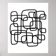 Contemporary Abstract Line Art Black And White 