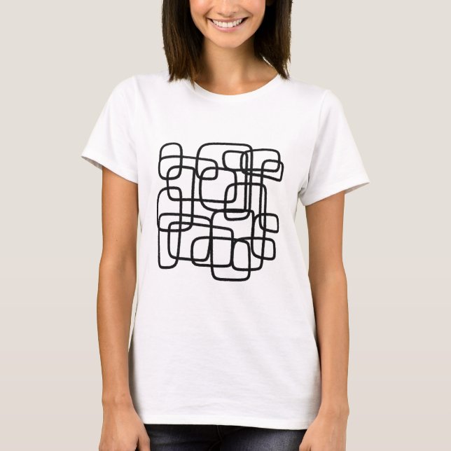 Contemporary Abstract Line Art Black And White  T-Shirt (Front)