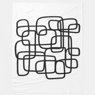 Contemporary Abstract Line Art Black White Blanket