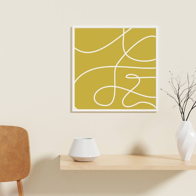 Contemporary Abstract Line Art Boho Mustard Yellow Poster (Creator Uploaded)