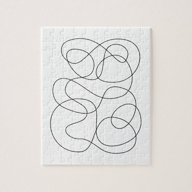 Contemporary Abstract Line Drawing Black and White Jigsaw Puzzle (Vertical)