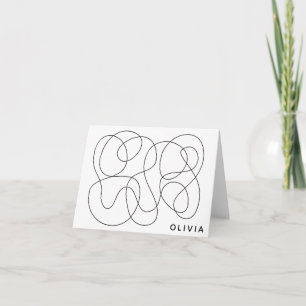 Contemporary Abstract Line Drawing Black and White Note Card