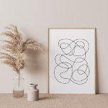 Contemporary Abstract Line Drawing Black and White Poster<br><div class="desc">This cool elegant drawing features minimalist modern continuous line art in black and white.</div>
