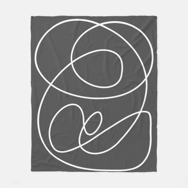 Contemporary Abstract Modern Art Chic Black White  Fleece Blanket (Front)