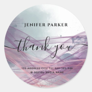 Contemporary abstract modern script thank you classic round sticker