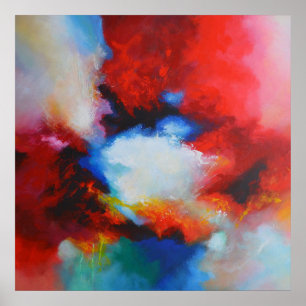 Contemporary Abstract Painting Red Yellow Blue Poster