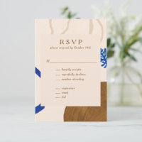 Contemporary Abstract Shapes Art Blue Tan Wedding 