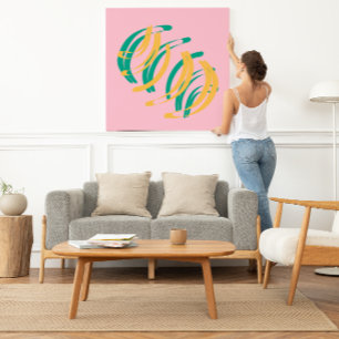 Contemporary Abstract Shapes – pink yellow green Poster