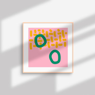 Contemporary Abstract Shapes – pink yellow green Poster