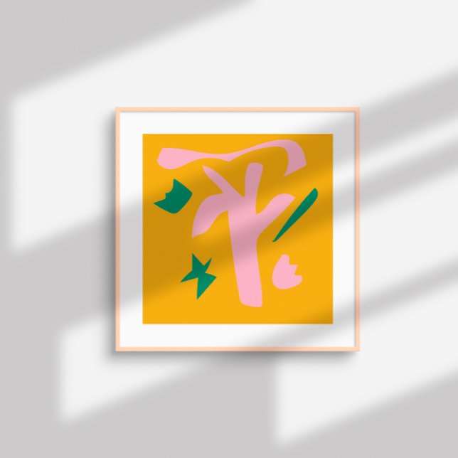 Contemporary Abstract Shapes – pink yellow green Poster (Creator Uploaded)