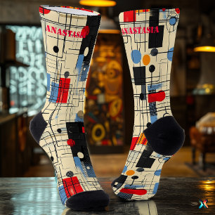 Contemporary Abstract Socks with Dynamic Geometry