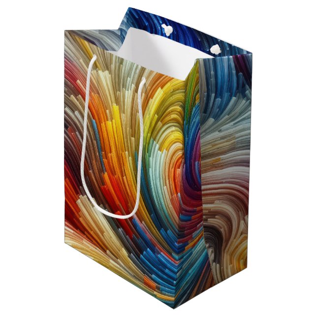 Contemporary Abstract Swirl Spectrum Medium Gift Bag (Front Angled)