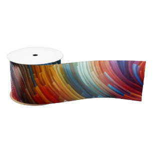 Contemporary Abstract Swirl Spectrum Satin Ribbon