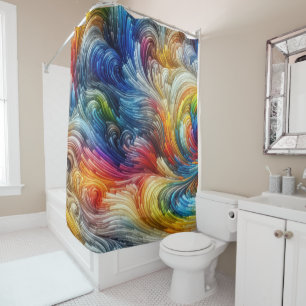 Contemporary Abstract Swirl Spectrum Shower Curtain