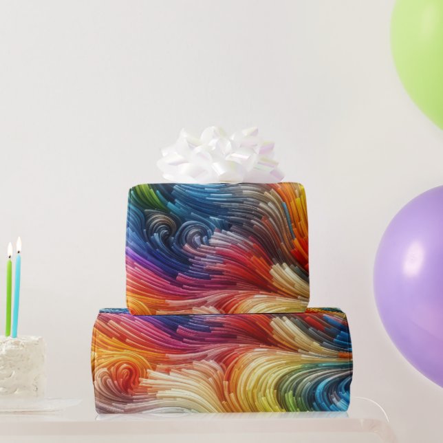 Contemporary Abstract Swirl Spectrum Wrapping Paper (Party Gifts)