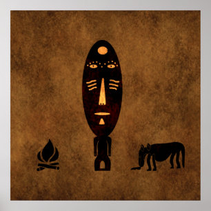 Contemporary Abstract Vintage African tribal art Poster