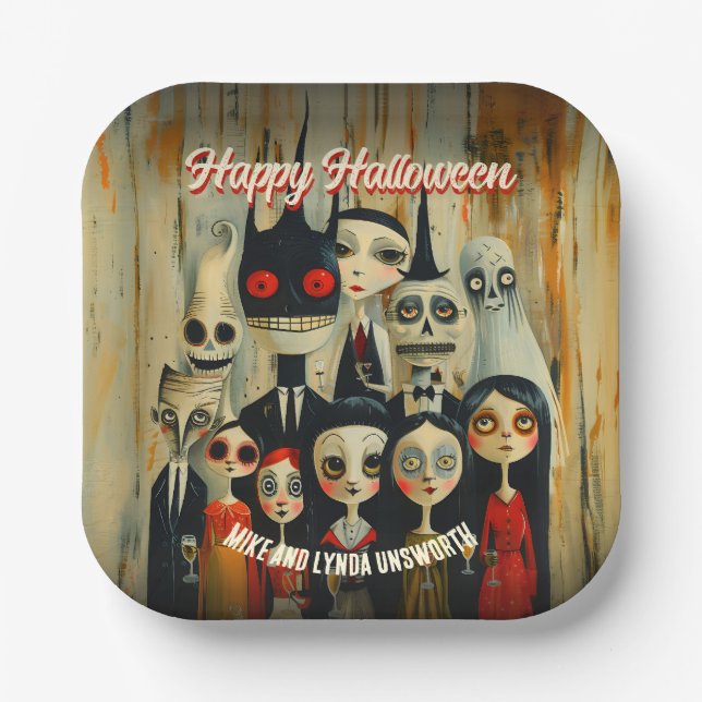 Contemporary Adult Halloween Party Paper Plate (Front)