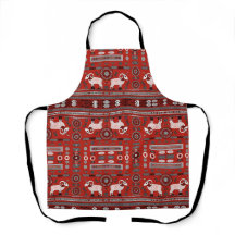 Contemporary African Apron in Red and White