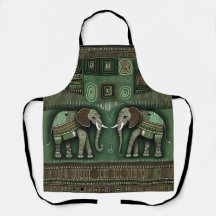 Contemporary African Elephants - Stylish Geen