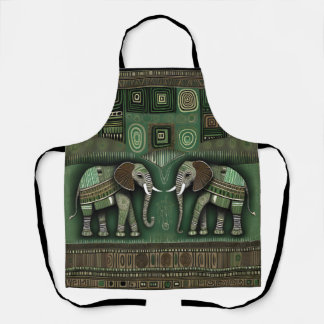 Contemporary African Elephants - Stylish Geen Apron