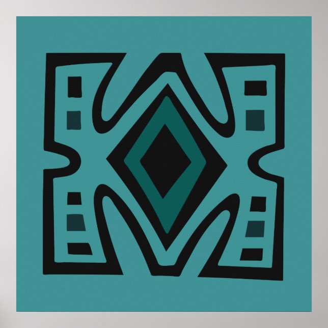 Contemporary African Modern Abstract in turquoise Poster (Front)