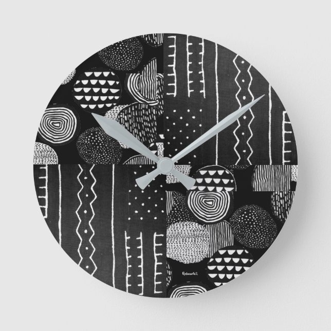 Contemporary African Motif Round Clock (Front)