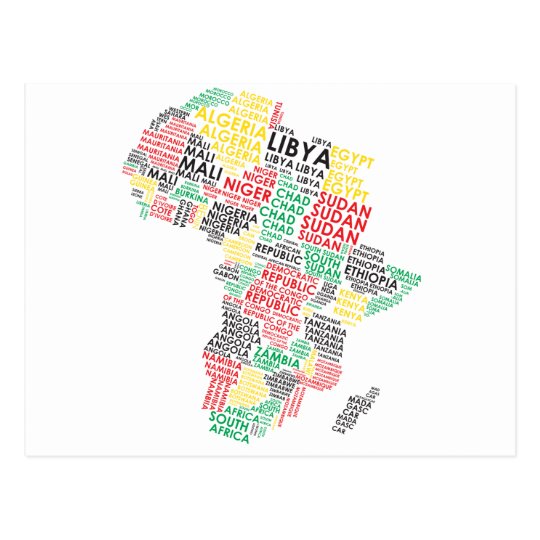 Contemporary African Word Map Postcard