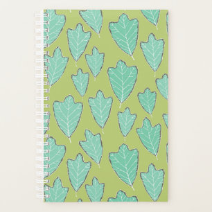 Contemporary Aqua Oak Leaves Pattern Planner
