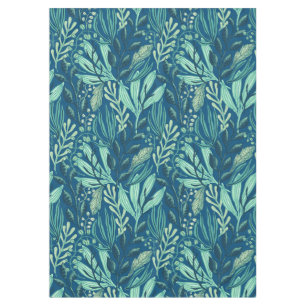Contemporary Aquatics Blue Green Foliage Tablecloth