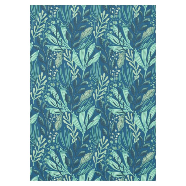Contemporary Aquatics Blue Green Foliage Tablecloth (Front)