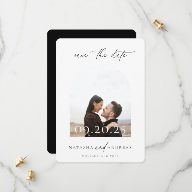 Contemporary Arch Frame Wedding Save The Date (Front/Back In Situ)