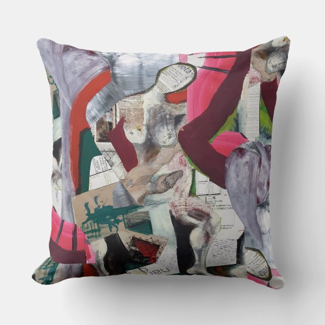 Contemporary Art Collage Hand-painted Cushion (Front)