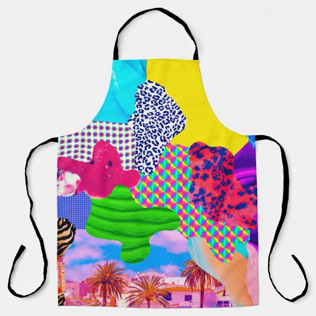 Contemporary art collage. Mix stylish texturesart, Apron (Front)