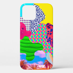 Contemporary art collage. Mix stylish texturesart, iPhone 12 Case