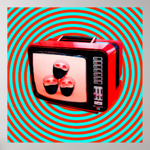 Contemporary art collage. Tv news Corona virus con Poster