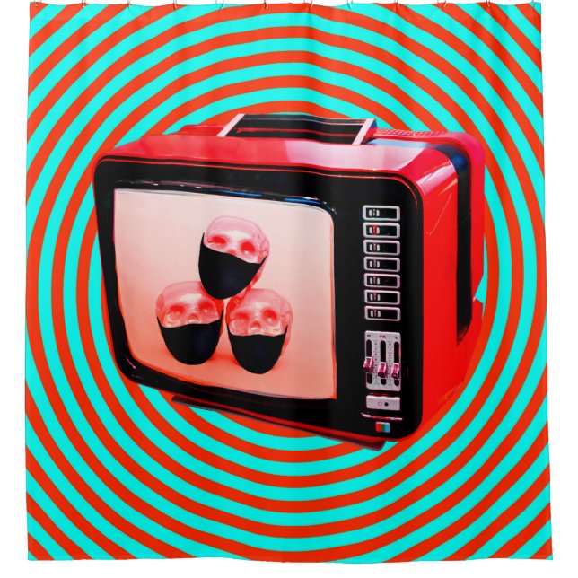 Contemporary art collage. Tv news Corona virus con Shower Curtain (Front)